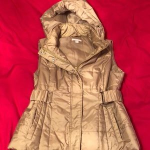 Gold, zip front puffer vest